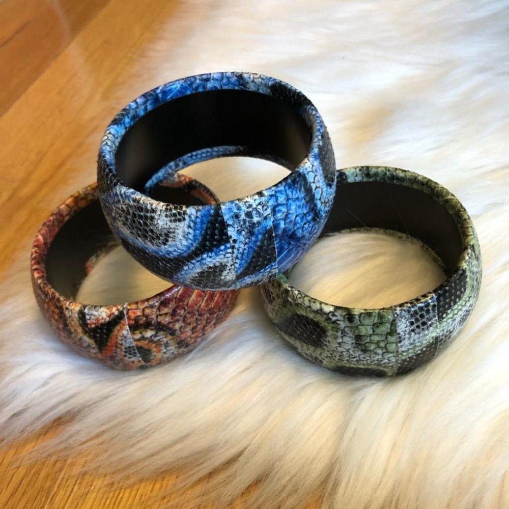 Set of 3 Snakeskin Pattern Bangles
